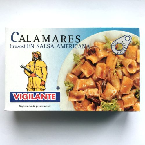 Kalmarer (blekksprut) i tomatbasert salsa eller «Calamares en salsa americana»
