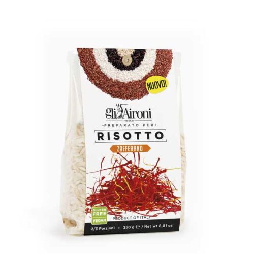 250 g Risotto allo zafferano (risottoblanding med safran), laget i Italia