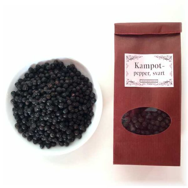 55 g svart, hel pepper fra Kampot (Kambodsja)
