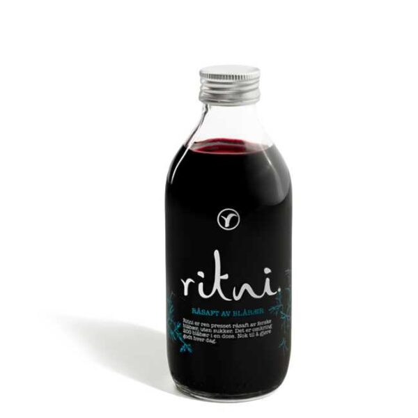 260 ml flaske med Ritni - 100% råsaft av viltvoksende blåbær