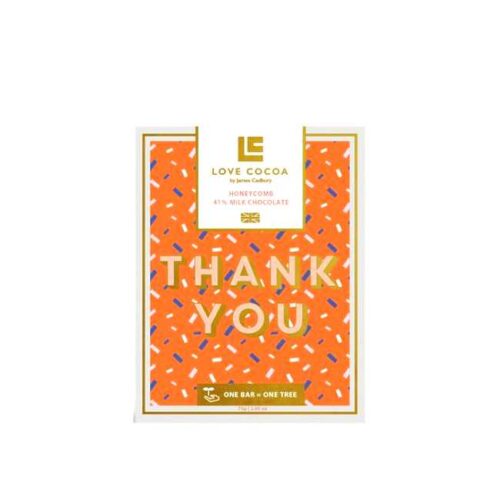 75 g engelsk honningsjokolade med takkehilsen "Thank you"
