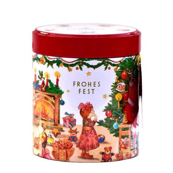 Julemarsipan: 250 g marsipankonfekt (marsipan med mørkt sjokoladetrekk) i metallboks fra Niederegger