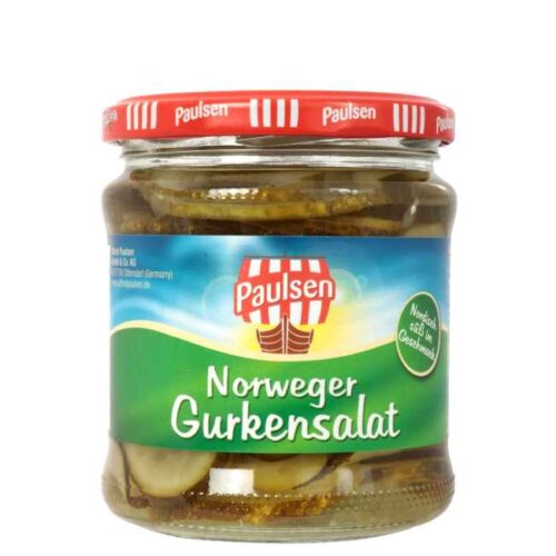 370 ml agurksalat av slangeagurkfra nordtyske Paulsen, fylt på glass