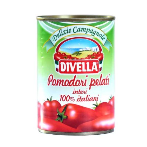 400 g hele, flådde, hermetiserte tomater (i tomatsaft) fra Italia