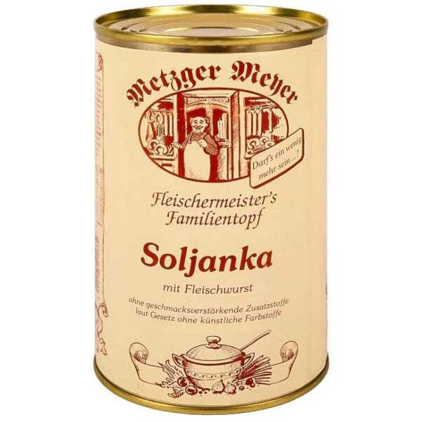 1200 g soljanka (suppe) med kjøttpølse fra østtyske Metzger Meyer