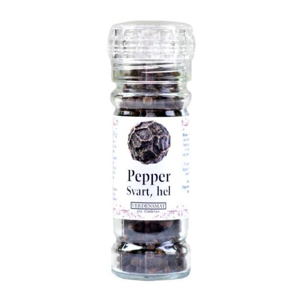 50 g hel, svart pepper i en krydderkvern