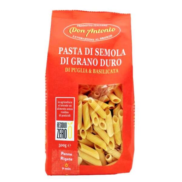 500 g penne rigate av durumhvete, produsert i Abruzzo, Italia