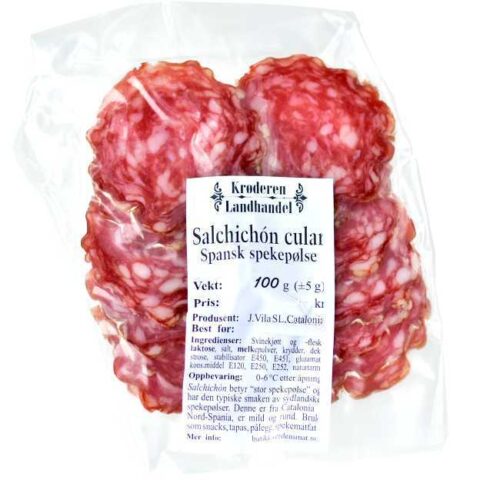 100 g skivet spansk spekepølse av typen Salchichón cular