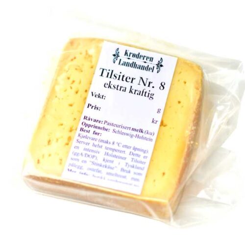 250 g "Tilsiter Nr. 8", en ekstra kraftig tysk tilsiterost fra Holstein