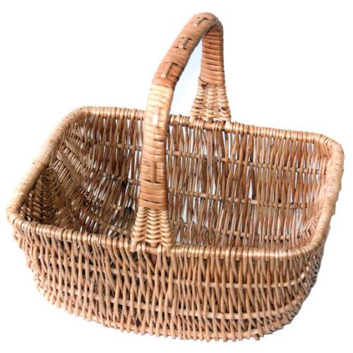 Soppkurv av flettet rødpil, 40 x 30 cm stor