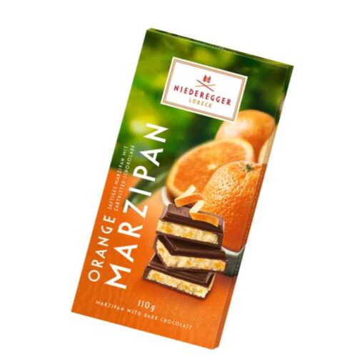 110 g mørk sjokoladeplate fylt med marsipan med appelsinsmak fra Niederegger