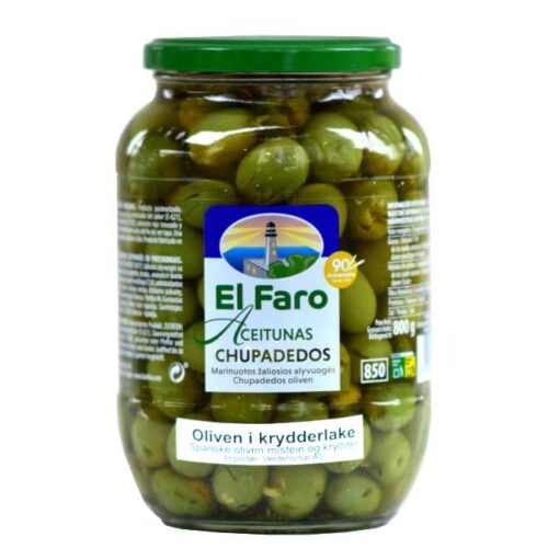 800 g oliven i krydret lake (derav 500 g oliven)