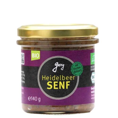 140 g økologisk blåbærsennep, med ramsløk og blåbær