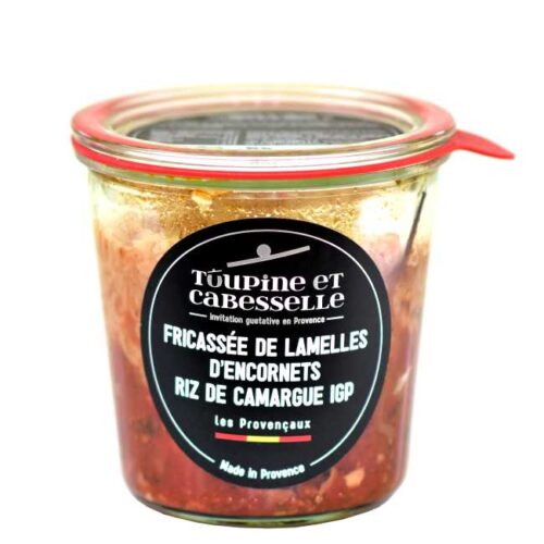 400 g blekksprutfrikassé (kalmar) fra Provence med ris fra Camargue (DOP)